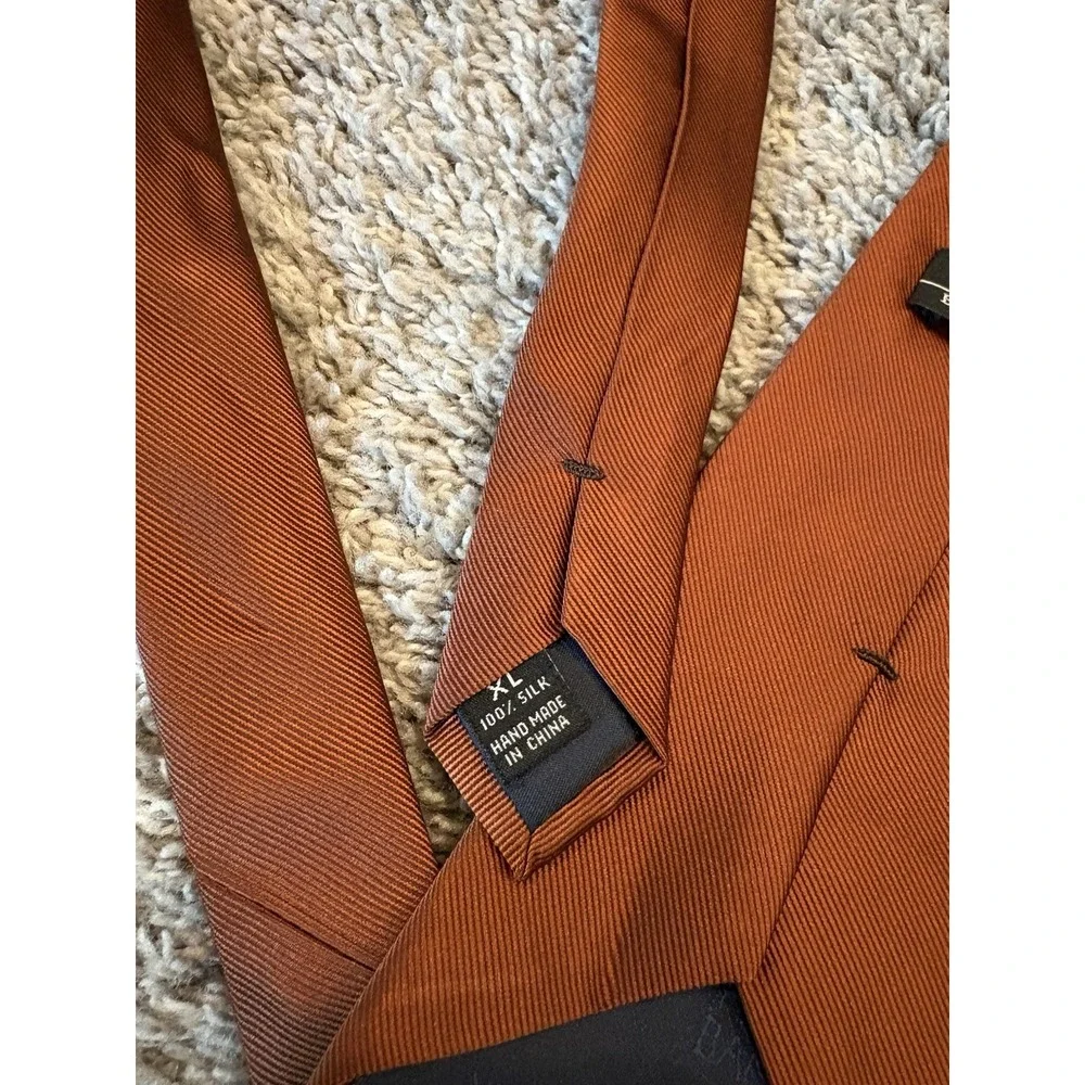 Jos A Bank Executive Collection 100% Silk Orange Striped XL Neck Tie Business